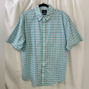 Stafford Travel Wrinkle Free Oxford Button Down Shirt Men’s 17 Regular Fit Plaid